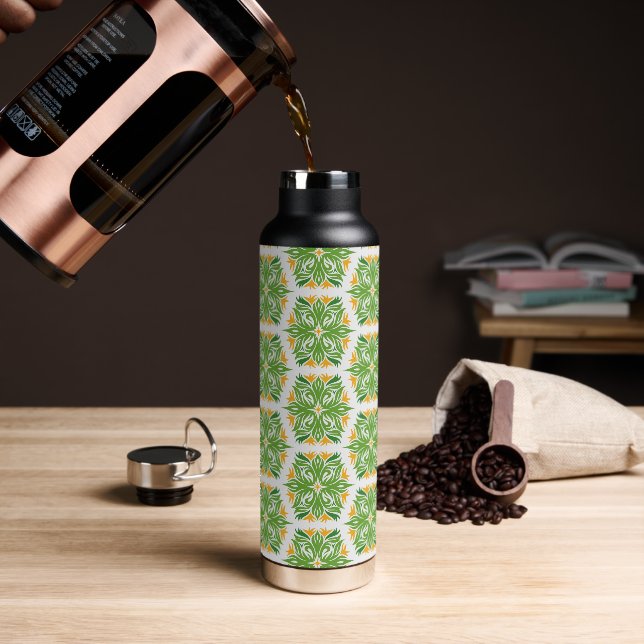 Grüne Blume, Muster von Blume, Blumenmuster Trinkflasche (Kaffee)