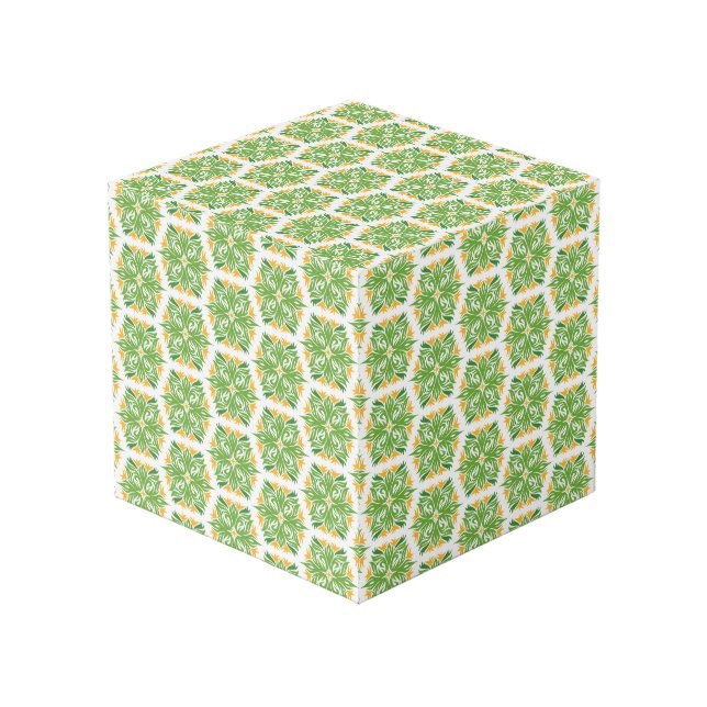 Grüne Blume, Muster von Blume, Blumenmuster Würfel (Vorderseite Schrägansicht)