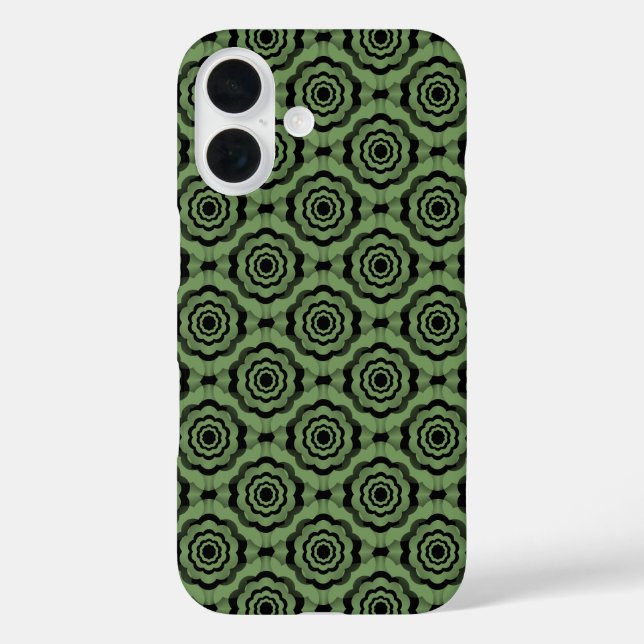 Grüne Blume Nahtloses Muster iPhone 16 Hülle (Rückseite)