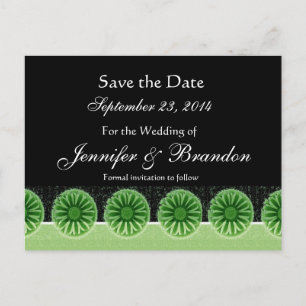 Grüne Blume Save the Date Hochzeitskarte Ankündigungspostkarte