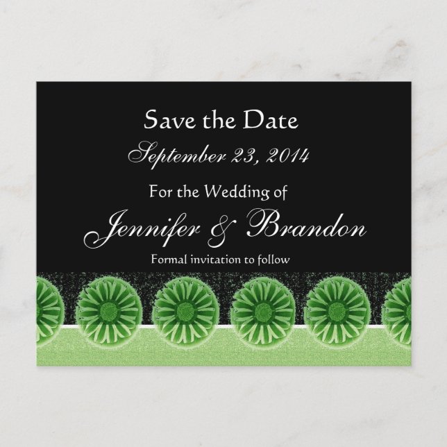 Grüne Blume Save the Date Hochzeitskarte Ankündigungspostkarte (Vorderseite)