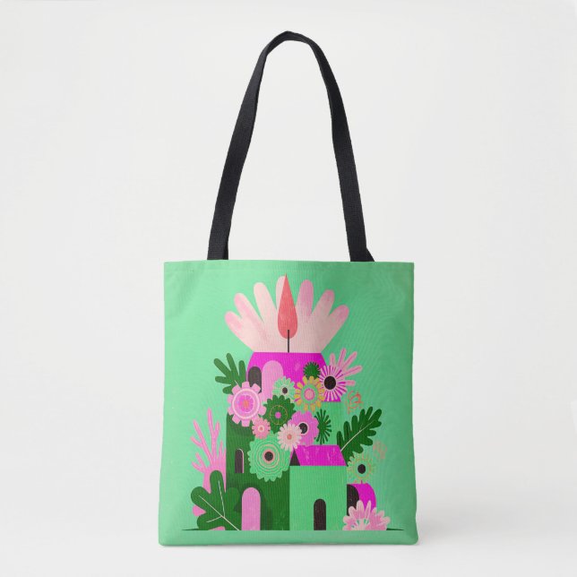 Grüne Blumen-Haustasche Tasche (Vorderseite)