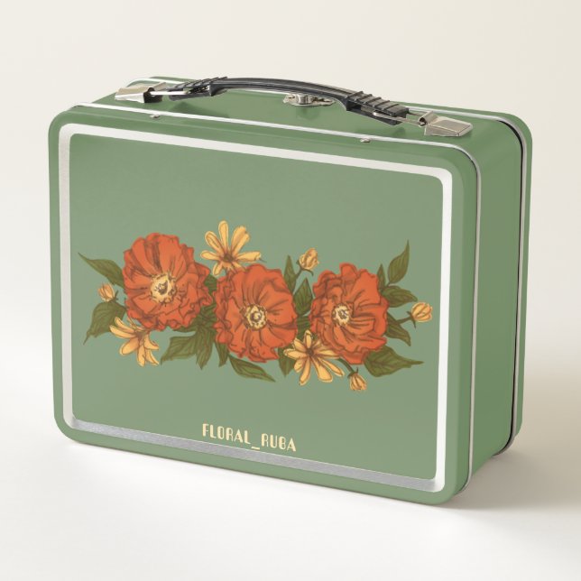 Grüne Blumen Lunchbox (Rückseite)