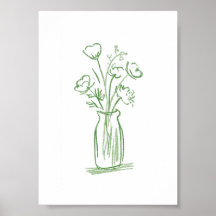 Grüne Blumen | Minimalistische handgezeichnete Bot