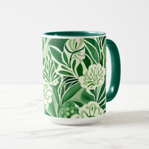 Grüne Blumen, vintage Designmuster Tasse