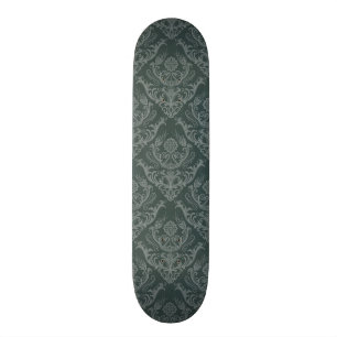 Grüne Blumendamastluxustapete Skateboard