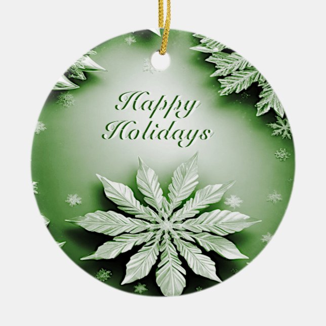 Grüne Blumenfeier Weihnachtsdekoration Keramik Ornament (Vorne)