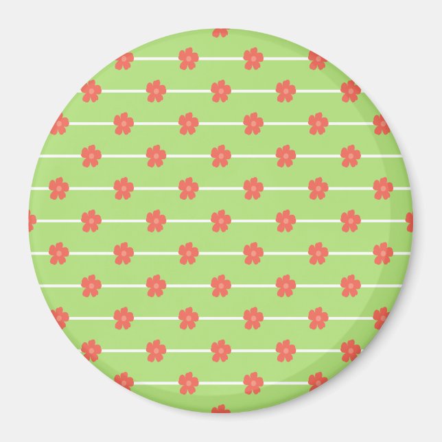 Grüne Blumenfliesen Magnet (Vorne)