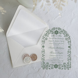 Grüne Blumenhochzeit Acryleinladungen