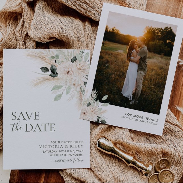 Grüne Blumenhochzeit rettet das Datum VICTORIA Save The Date (VICTORIA | Save The Date | Matching items available)