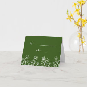 Grüne Blumenhochzeit vorbehaltene Platzkarten Karte