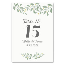Grüne Blumenkarte Tischnummer