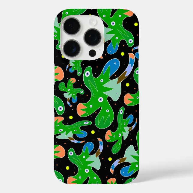Grüne Blumenmuster-Fantasie iPhone 16 Pro Hülle (Rückseite)