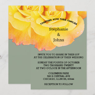 Grüne Blumenorange Orange Rose Boho Hochzeit Einladung