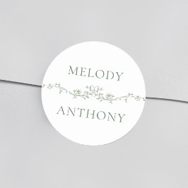 Grüne Blumenstrasse Elegante Hochzeit Runder Aufkleber