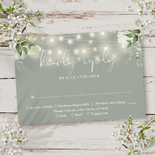 Grüne Blumenstrauß Lichter Sage Grüne Hochzeit RSVP Karte