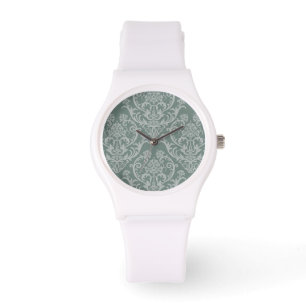 Grüne Blumentapete Armbanduhr