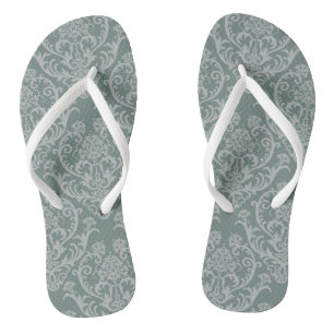 Grüne Blumentapete Flip Flops