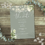 Grüne Blumenweide und Lichter Hochzeit Save The Date<br><div class="desc">Diese elegante Salbei Grün-Blütenblüte-die-Datum-Einladung kann mit Ihren Informationen in der schicken Typografie personalisiert werden. Entwickelt von Thisisnotme©</div>