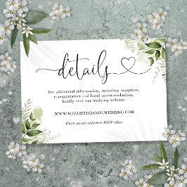 Grüne Blumenzwiebelschrift Details zur Hochzeit Begleitkarte