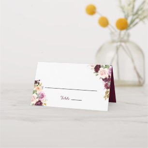 Grüne Blush Burgundy Bloral Wedding Platzkarte