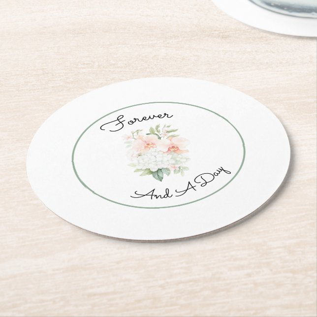 Grüne Blush Pfirsich Orchideen Blumen Hochzeit Runder Pappuntersetzer (Angewinkelt)