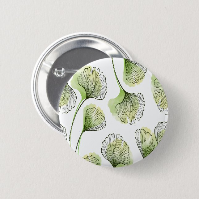 Grüne Blütenblätter Button (Vorne & Hinten)