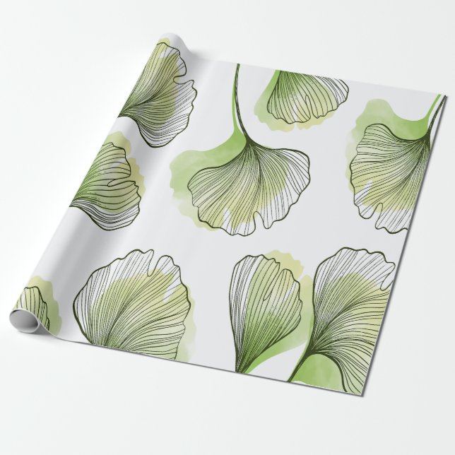 Grüne Blütenblätter Geschenkpapier (Ungerollt)