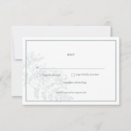Grüne Blütenblütenkarte für einfache Hochzeitsszen RSVP Karte