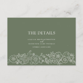 Grüne Blütenschmetterlinge Hochzeitsdetails Begleitkarte
