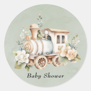 Grüne Blütenspur Babydusche Runder Aufkleber