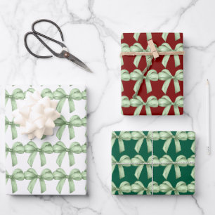 Grüne Bögen Packpapier. Geschenkverpackung. Geschenkpapier Set