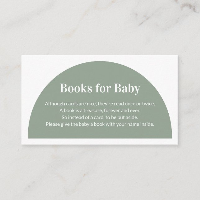 Grüne Bogenbücher für Baby-Duschvorrichtung Ca Begleitkarte (Vorderseite)