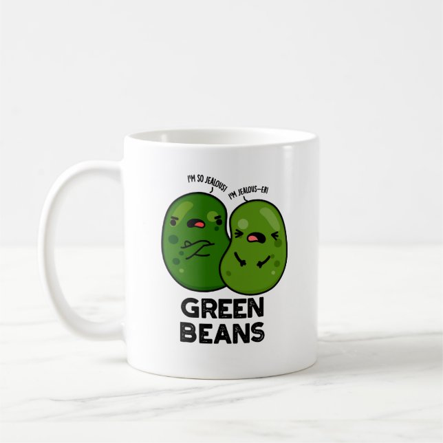 Grüne Bohnen Funny Jealous Bean Pub Kaffeetasse (Links)