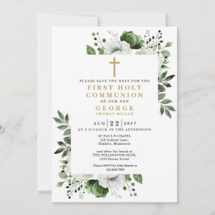 Grüne Boho Floral Botanische Erste Heilige Kommune Save The Date