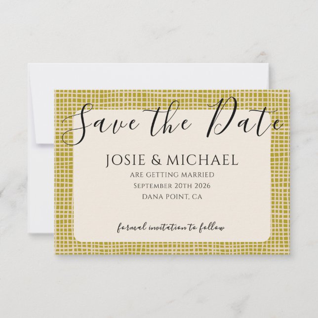 Grüne Boho-Foto-Flat-Save-the-Date-Karte Save The Date (Vorderseite)