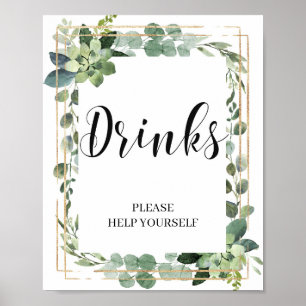 Grüne Boho-Sukkulente Gold-Glitter-Eukalyptus Poster