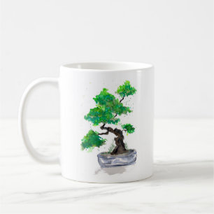 Grüne Bonsaiswatercolor-Kaffee-Tasse Kaffeetasse