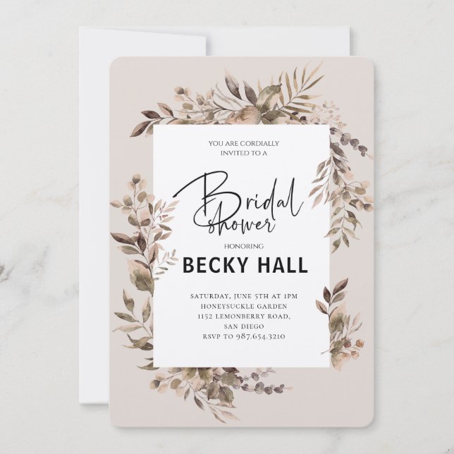 Grüne Border Bridal Dusche Einladung (Vorderseite)