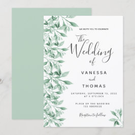 Grüne botanisch-grüne Hochzeit Einladung