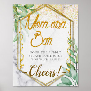 Grüne Botanische Babydusche Mimosa Bar Sign Poster