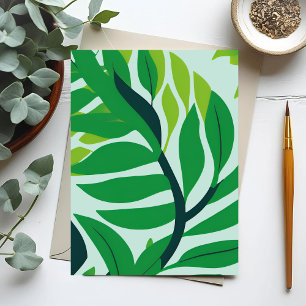 Grüne botanische Blätter Aquarell Postkarte