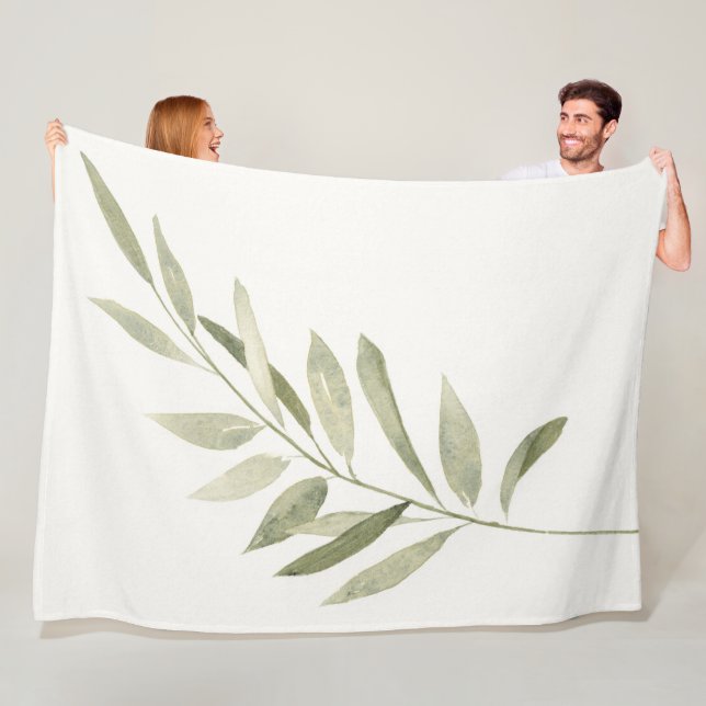 Grüne botanische Blätter der modernen Boho Sage Fleecedecke (Beispiel)