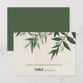 Grüne Botanische Burlap-Hochzeitstisch-Platzkarten Einladung