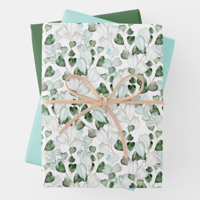 Grüne botanische Feier Geschenkpapier Set (Beispiel)