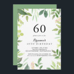 Grüne Botanische Foliage 60. Geburtstagsparty Einladung<br><div class="desc">Dieses grüne botanische Blattwerk lädt zum 60. Geburtstag zu einer einfachen Geburtstagsfeier ein. Dieses wunderschöne Aquarelldesign zeichnet sich durch botanisches grünes Blattwerk aus.</div>