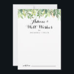 Grüne Botanische Foliage Hochzeitssonne wünscht Hinweiskarte<br><div class="desc">Dieses grüne botanische Blattwerk Hochzeit auch Wünsche Ratschlag Karte ist perfekt für eine einfache Hochzeit. Dieses wunderschöne Aquarelldesign zeichnet sich durch botanisches grünes Blattwerk aus. Diese Karten sind ideal für Hochzeiten, Brautparty, Babydusche, Graduiertenfest u.v.m. Personalisieren Sie die Karten mit den Namen der Braut und Bräutigam, den Eltern, die Sie werden...</div>