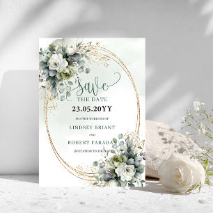 Grüne Botanische Goldfoliage - Save-the-Date Save The Date