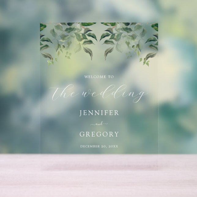 Grüne Botanische Hochzeit Acrylschild (Neutral)