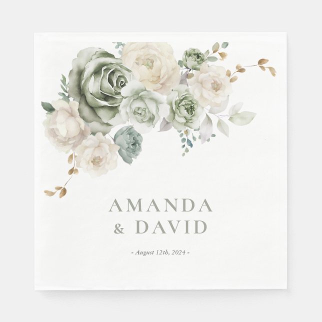 Grüne botanische Hochzeit Serviette (Vorderseite)